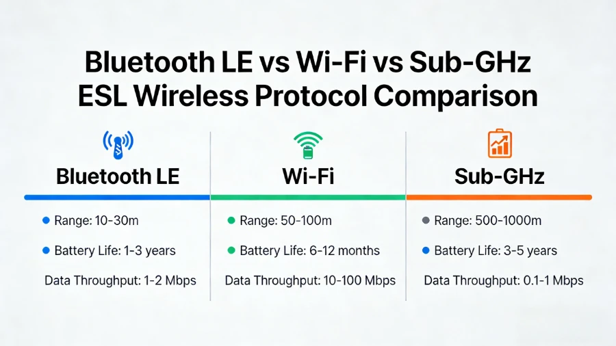 Bluetooth vs Wi{{0}Fi vs Sub-GHz Electronic shelf label