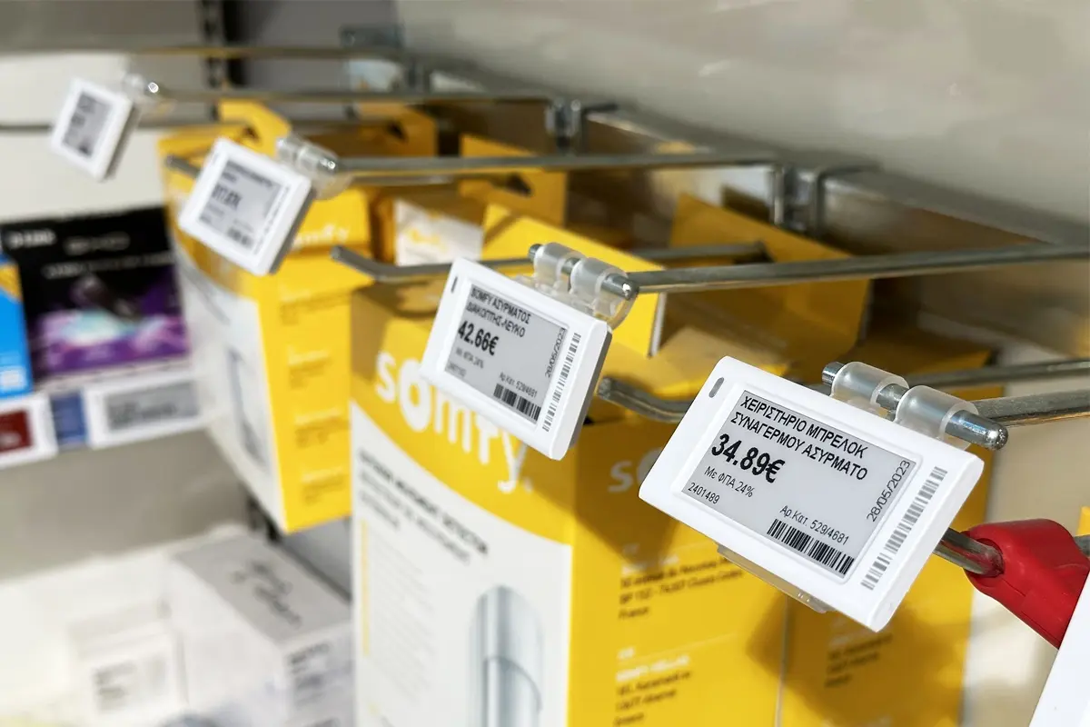 12 Electronic Shelf Label Sebelisa Maemo a Fetang Litefiso tsa Theko